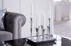 Kerzenständer MODERN BAROCK 30cm 7-flammig silber Aluminium poliert Kerzenhalter Deko-Platte