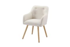 Nordischer Stuhl SCANDINAVIA MEISTERSTÜCK beige natur Strukturstoff Massivholzbeine