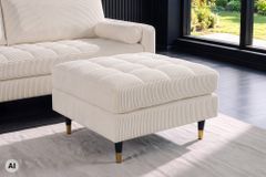 Design Hocker COZY VELVET 80cm beige gold Cord Metallfüße