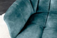 Esszimmer Sitzbank PAPILLON 165cm petrol Samt mit Lehnen schwarzes Metallgestell
