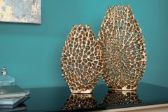 Filigranes Vasen 2er Set ABSTRACT LEAF 40cm gold Handarbeit