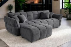 Moderner Hocker CLOUD 100cm grau Vogue Samtstoff Federkern Fußhocker Sitzhocker