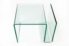 Extravaganter Glas Couchtisch FANTOME 50cm Beistelltisch mit Ablage für Magazine transparent