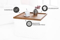 Massives Tablett MAKASSAR 50cm braun Sheesham stone finish Servierbrett