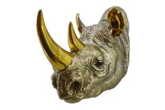 Deko-Wandfigur RHINO 40cm gold handmade Nashorn-Skulptur