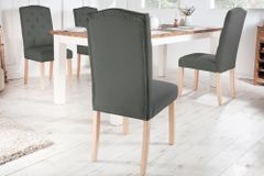 Eleganter Stuhl CASTLE grau mit Chesterfield Steppung