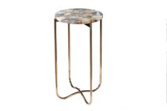 Runder Beistelltisch NOBLE I 35cm Edelstein Achat klappbar goldenes Metallgestell