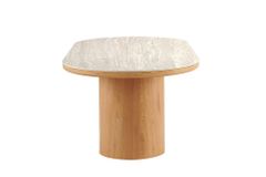 Ovaler Esstisch UNIQUE 200cm beige natur Travertin Eiche mit Säulenfuß