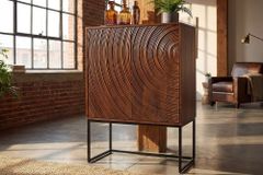 Design Highboard ORBIT 120cm braun Mangoholz mit 3D-Front schwarz Metall