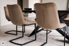 Freischwinger Stuhl MIAMI taupe Cord matt schwarz Metallgestell