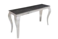 Design Konsolentisch MODERN BAROCK 140cm schwarz anthrazit chrom Keramik Marmor
