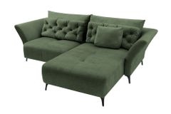 Modernes Ecksofa MARRAKESCH 265cm grün Samt 3-Sitzer inkl. Kissen Ottomane rechts