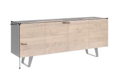 Industrial Design Sideboard ORGANIC ARTWORK 180cm Akazie Massivholz Eisengestell