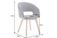 Design Stuhl NORDIC STAR antik grau Microfaser Massivholz schwarz mit Armlehne gepolstert