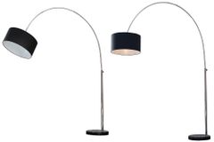Ausziehbare Bogenlampe LOUNGE DEAL 170-200cm schwarz Leinenschirm Stehlampe