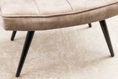 Moderner Hocker SCANDINAVIA champagner beige Samt schwarze Metallbeine Fußhocker