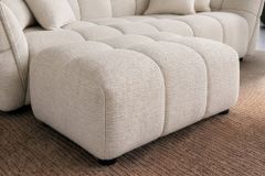 Moderner Hocker CLOUD 100cm beige Bouclé Tweed Soft Federkern Fußhocker Sitzhocker