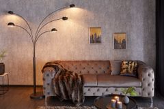 Design Bogenlampe FIVE LIGHTS 210cm schwarz gold Stehlampe mit Marmorfuß