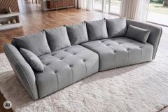 Modernes Big Sofa ROYAL 295cm grau Veloursstoff Federkern XXL-Couch