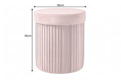 Runder Hocker ÉLAN 40cm rosa Samt faltbar mit Stauraum