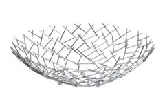 Design Schale STRUCTURE 45cm silber pulverbeschichtetes Metall