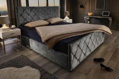 Design Boxbett ELYSIUM 180x200cm dunkelgrau Samt mit Stauraum und Lattenrost