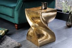 Skulp­tu­raler Beistelltisch TWIST 45cm gold Aluminium handmade Sitzhocker Nachttisch