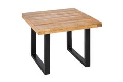 Massiver Couchtisch IRON CRAFT 60cm Mangoholz Industrial Design