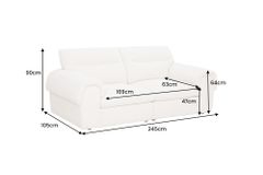 4-Sitzer Sofa SIXTH SENSE 245cm beige Bouclé-Strickstoff mit Nosagfederung und Daunenfedern