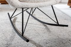 Design Schaukelstuhl SCANDINAVIA SWING weiß Bouclé Sessel schwarz Metall