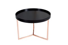 Extravaganter Couchtisch MODULAR 60cm matt schwarz kupfer rund inkl. Tablett