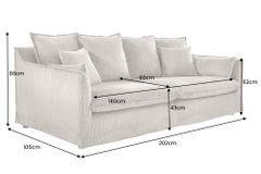 Großes 3-Sitzer Sofa HEAVEN 200cm grün Cord Federkern Hussensofa