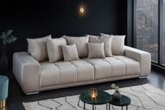 Big Sofa ELEGANCIA 285cm champagner beige Vogue Velours Samt inkl. Kissen Federkern