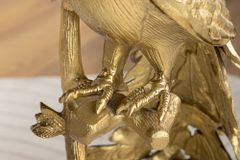 Runder Beistelltisch WILDLIFE PEACOCK 75cm gold antik weiß Metall Marmor Pfauen-Skulptur