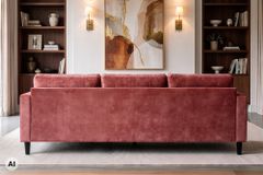 Ecksofa STOCKHOLM 220cm altrosa Samtstoff Federkern 3-Sitzer-Sofa
