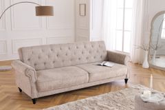 Chesterfield 3-Sitzer Sofa MAISON BELLE AFFAIRE 220cm greige Bouclé mit Schlaffunktion