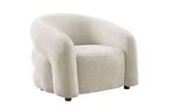 Design Sessel VOGUE 95cm beige Chenille mit Armlehnen und Nosagfederung
