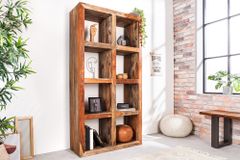 Massives Regal MAKASSAR 180cm Sheesham Holz smoke finish 8 Fächer handmade