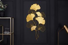 Elegante Wanddeko GINKGO 110cm gold in filigraner Blattform