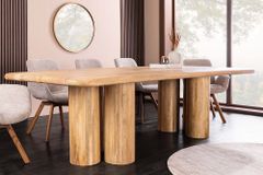 Massiver Esstisch ART DECO 240cm natur Mangoholz mit Säulenfüßen