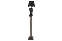 Handgefertigte Stehlampe DAVID 120cm schwarz mit Büste Stoffschirm