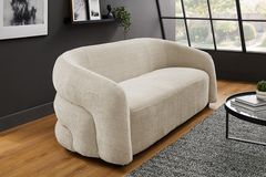 Design Sofa VOGUE 200cm beige Chenille Cremona 3-Sitzer Couch mit Nosagfederung