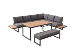 Wetterfestes Gartenmöbel Set IBIZA GRAND 280cm anthrazit Aluminium mit Sitzpolster