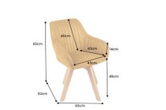 Drehbarer Design Stuhl LIVORNO senfgelb Samt Buchenholz Beine mit Armlehnen