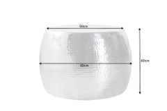 Runder Couchtisch ORIENT 60cm silber Metall Aluminium Hammerschlag Design handmade