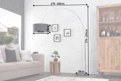 Ausziehbare Bogenlampe LOUNGE DEAL 170-200cm schwarz Leinenschirm Stehlampe