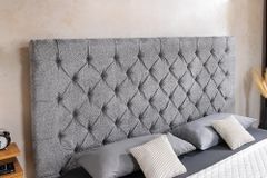 Design Boxbett PARIS 180x200 cm grau Bouclé Chesterfield