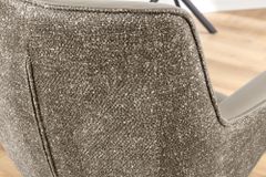Drehbarer Stuhl LE GRAND taupe Echtleder Strukturstoff schwarzes Metallgestell
