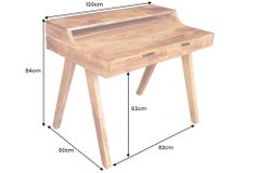 Massiver Sekretär MONSOON 100cm natur Akazienholz Schreibtisch