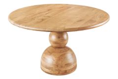 Massiver Esstisch MAESTRO 130cm creme Mangoholz rund mit Säulenfuß